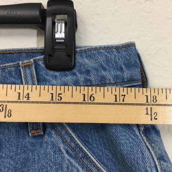 Mother Jean Womens The Fun Dip Utility Puddle Wide Leg Size 32 Cut off hem Blue - Picture 9 of 16